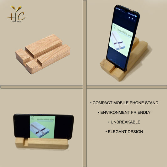 Natural Wooden Smartphone Holder | Minimalist Bamboo Stand for iPhone, Samsung, Oppo