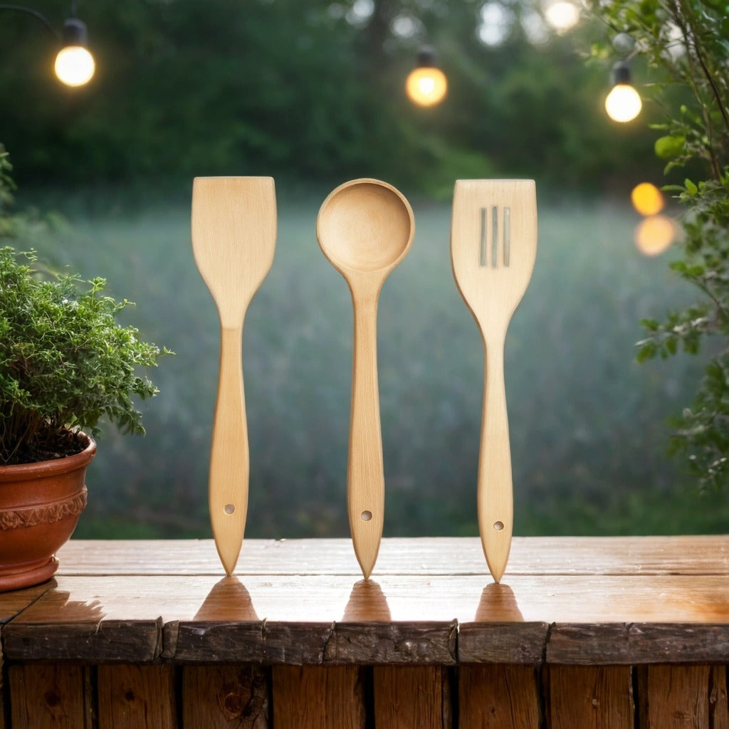 3 piece wooden spoon set | wooden cooking spoon 3 piece