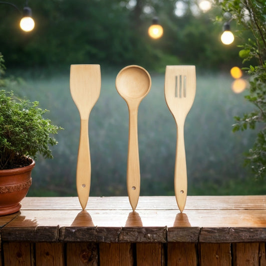 3 piece wooden spoon set | wooden cooking spoon 3 piece