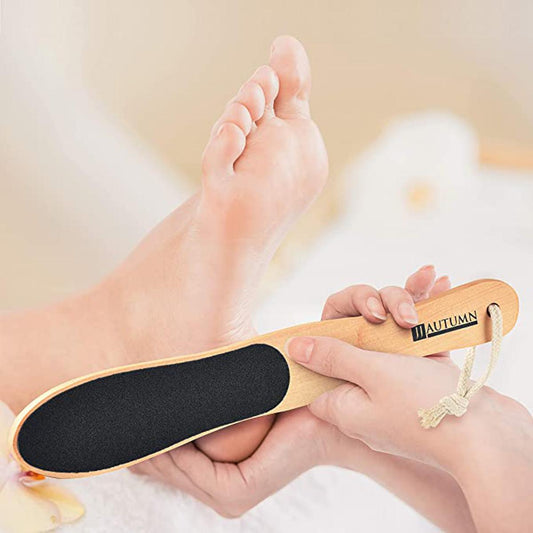 Wooden Foot Filer with Dual-Sided Coarse Surface – Pedicure Scraper & Callus Remover for Hard & Dead Skin | Wooden Handle Foot Scrubber